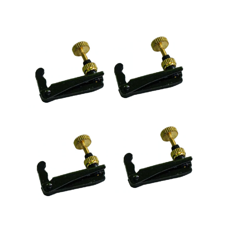 MICRO AFINADORES CROMADOS NEGRO CON DORADO PARA VIOLÍN (UNIDAD)