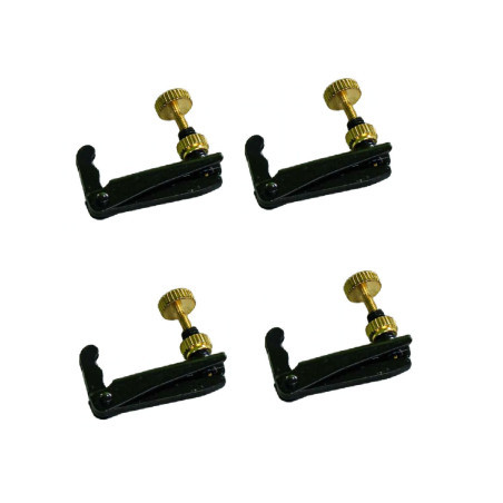 MICRO AFINADORES CROMADOS NEGRO CON DORADO PARA VIOLÍN (UNIDAD)